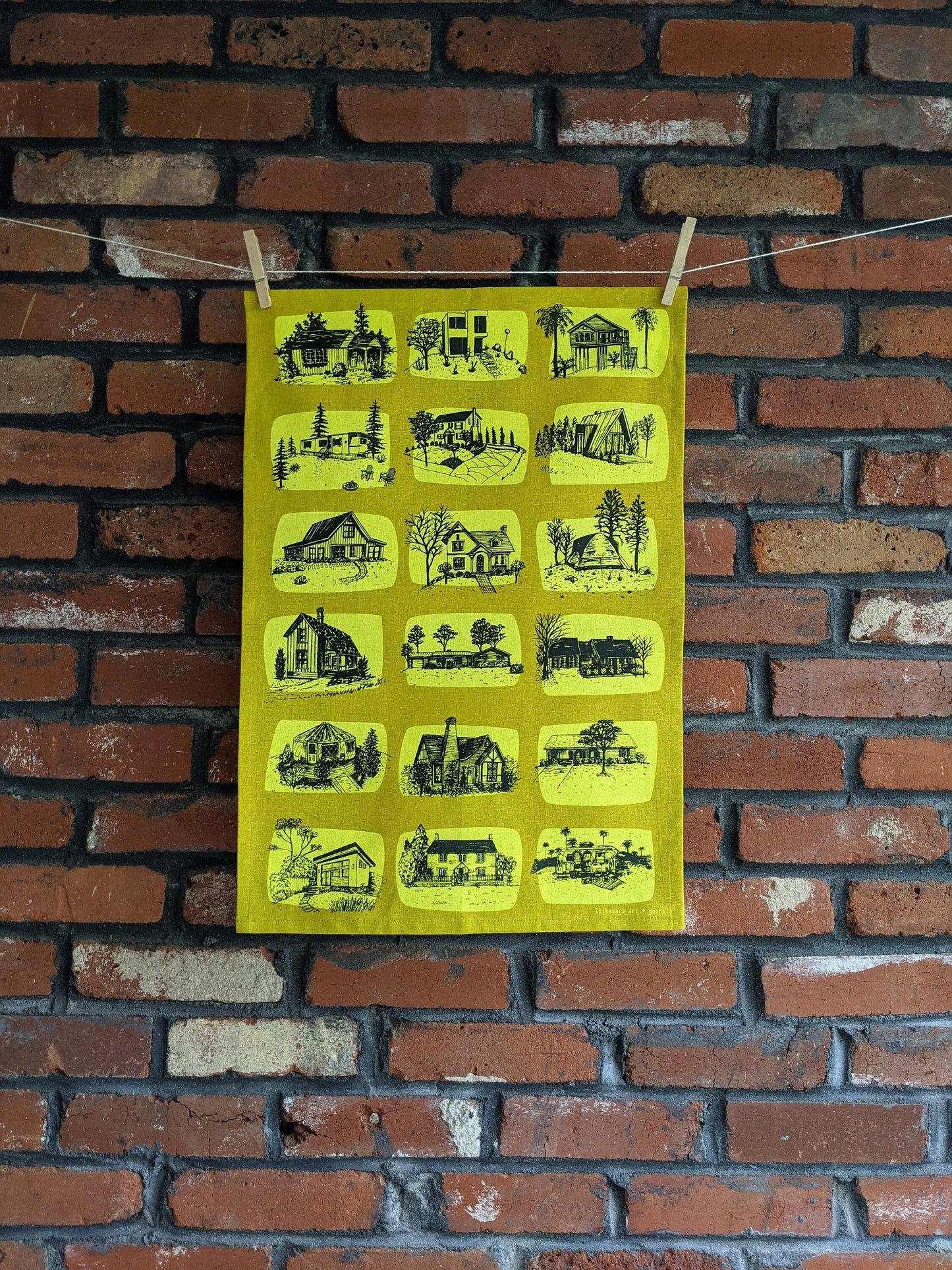 Tea towel | houses - yellow architecture
