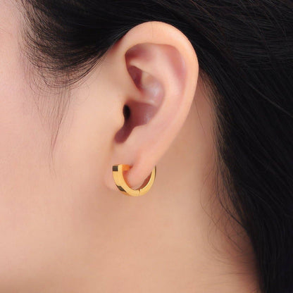 D-Shaped Stainless Steel Huggie Earrings