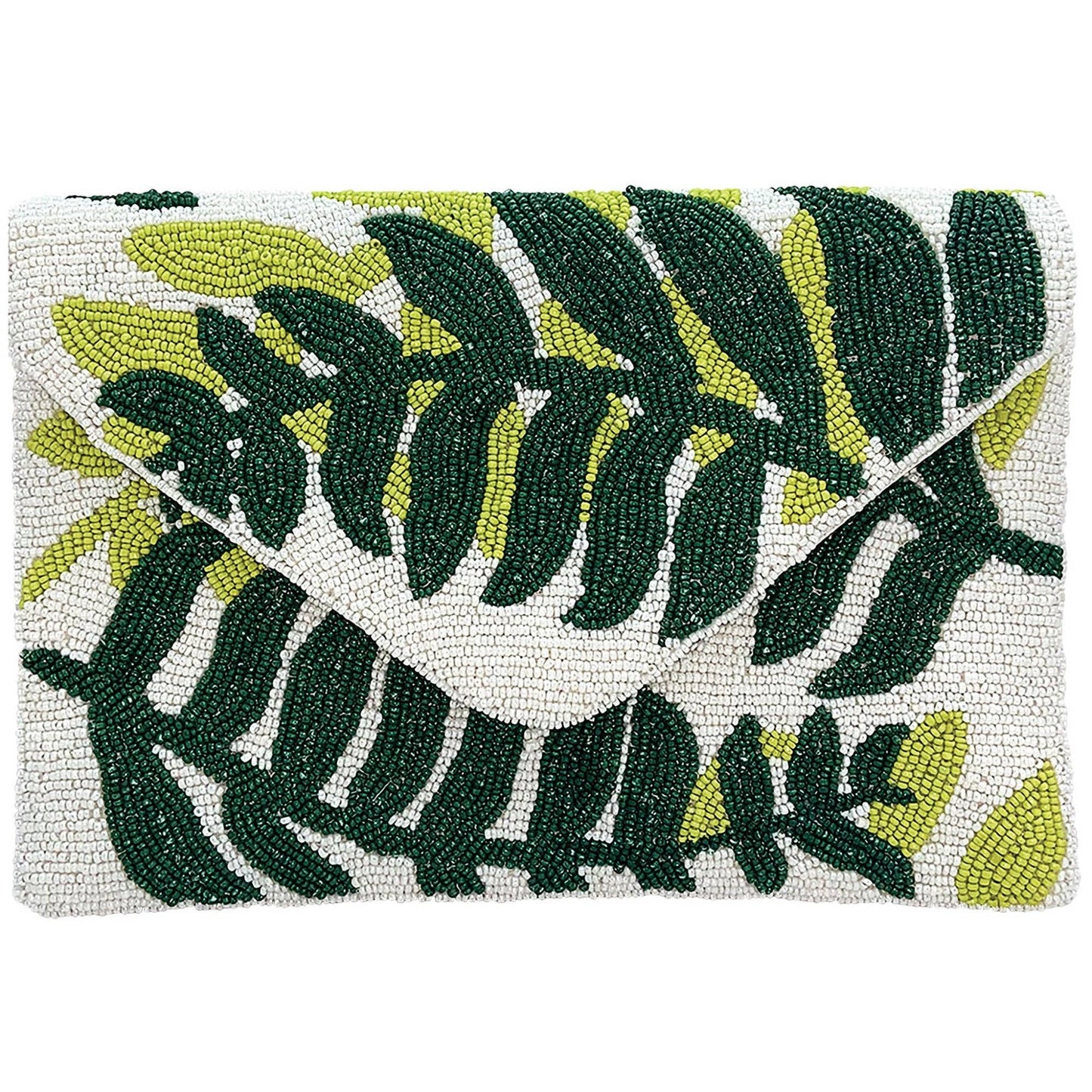 Beaded Clutch: Refreshing Palm Leaf