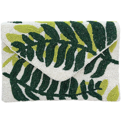 Beaded Clutch: Refreshing Palm Leaf