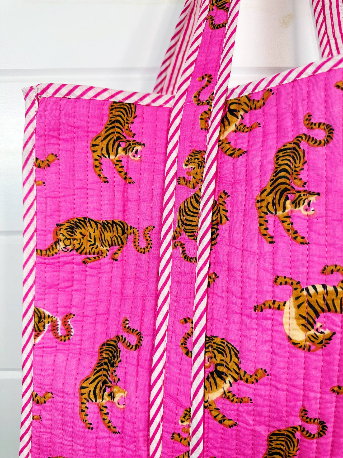 Bright Pink Tiger Tote Bag
