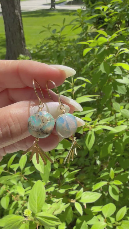 Luxe Ethiopian Opal + Gold Sunburst Earrings