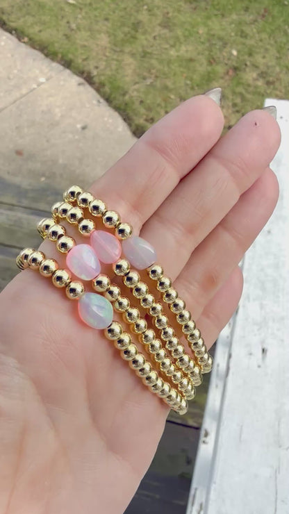 Ethiopian Opal + Gold Beaded Bracelet