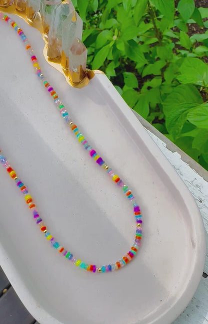 Rainbow Ethiopian Opal + Gold Necklace